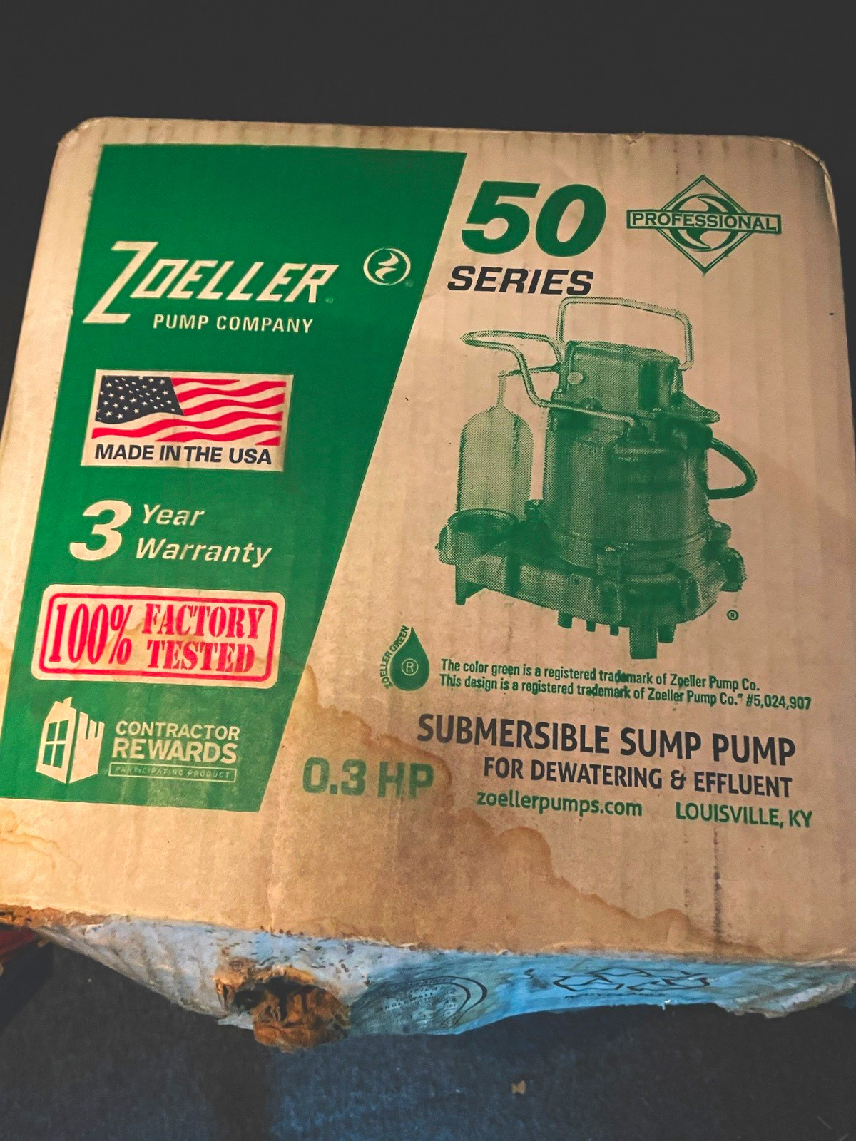 Zoeller 50 Series Submersible Sump Pump for Dewatering & Effluent, 0.3 HP
