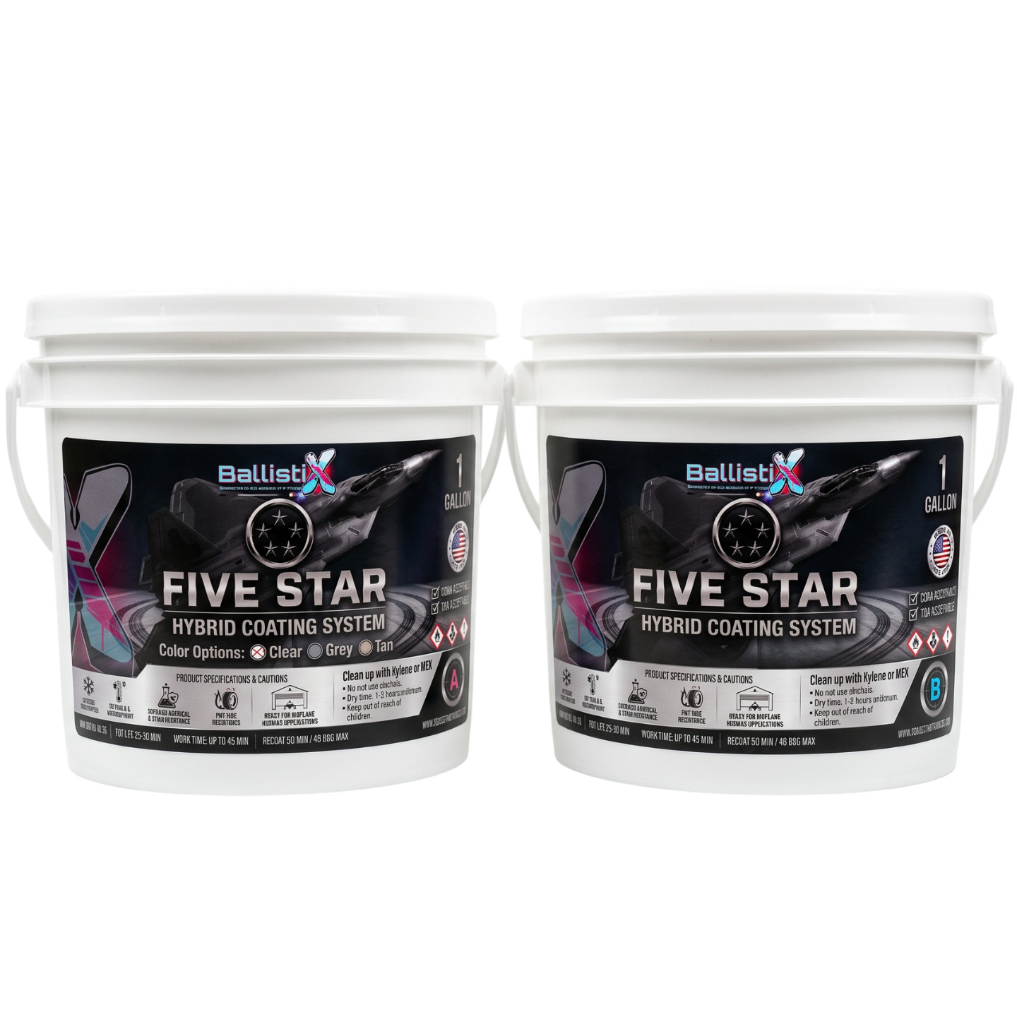 BallistiX Five Star 85% Solids Hybrid Floor Coating 2 Gal Kit 1:1 UV Garage