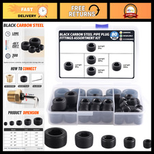 80Pcs Black Carbon Steel Pipe Plug Fittings Set, 5 Sizes, Durable & Versatile picture