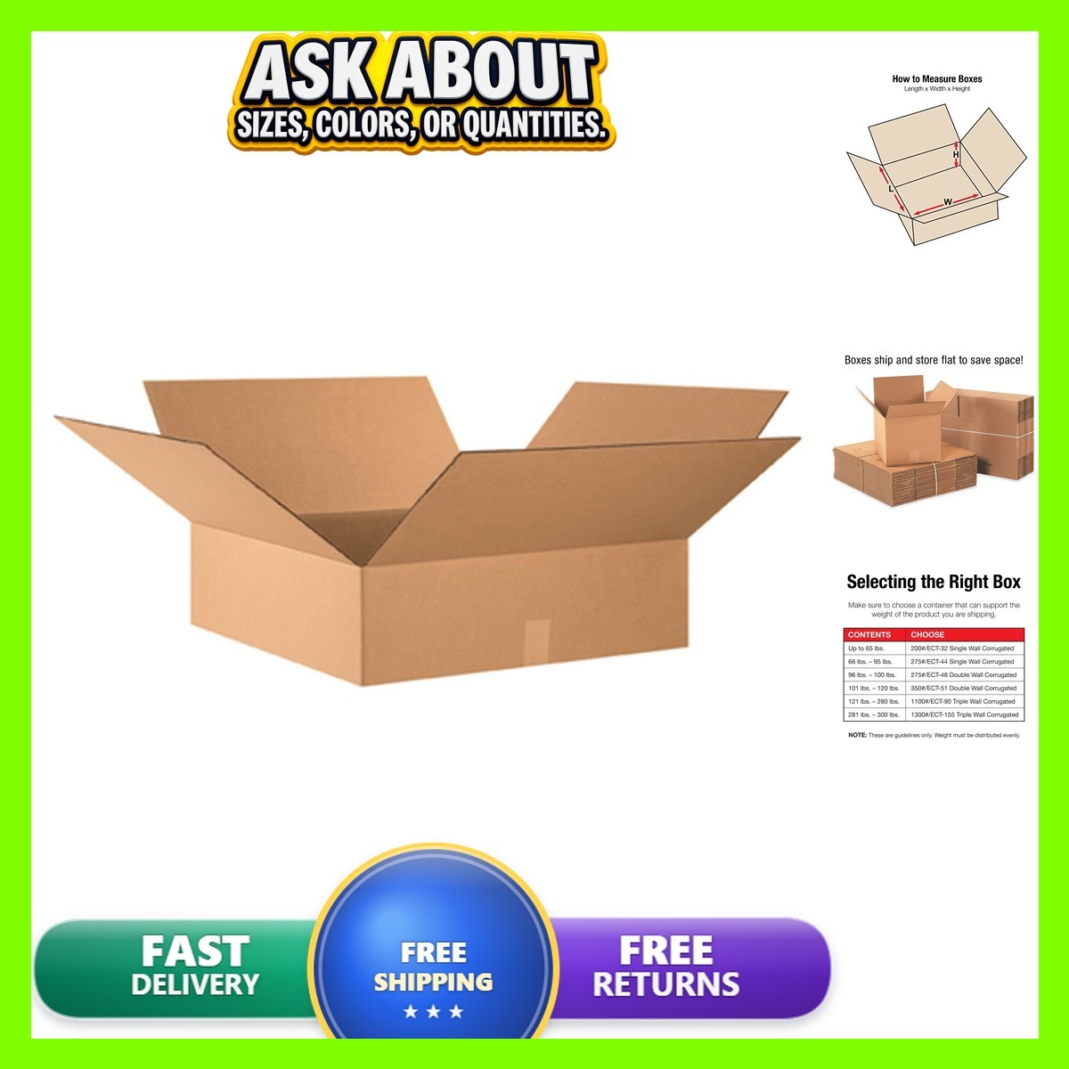 Aviditi 24x24x7 Flat Corrugated Boxes Pack of 10