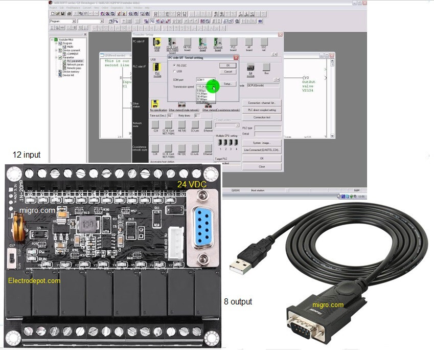 Automation Starter Kit Programmable PLC Ladder, USB Programming interface, 24VDC