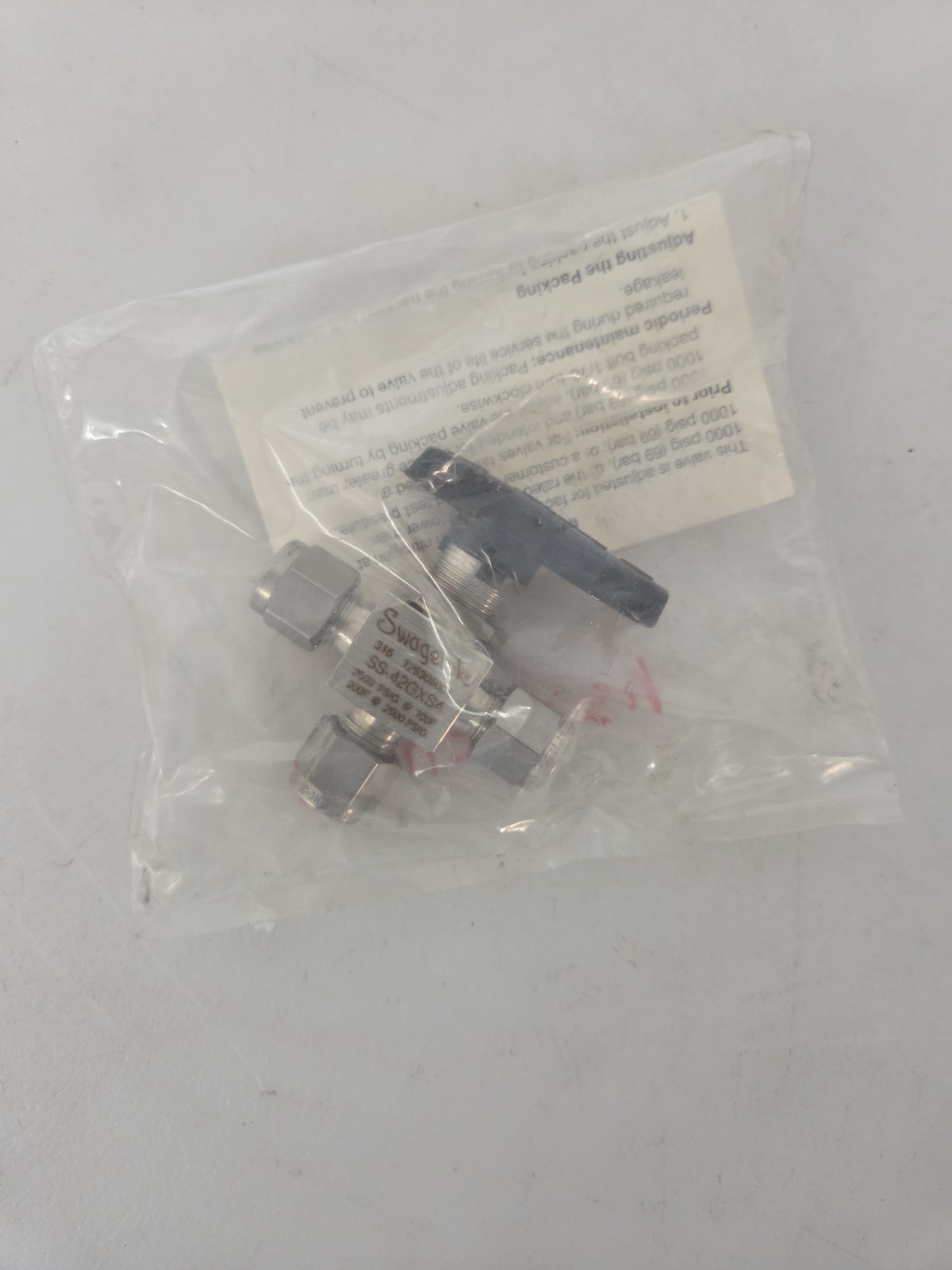 Swagelok SS-42GXS4 1/4” 40 Series Tubing 1 Piece 3-WayBall Valve Stainless Steel