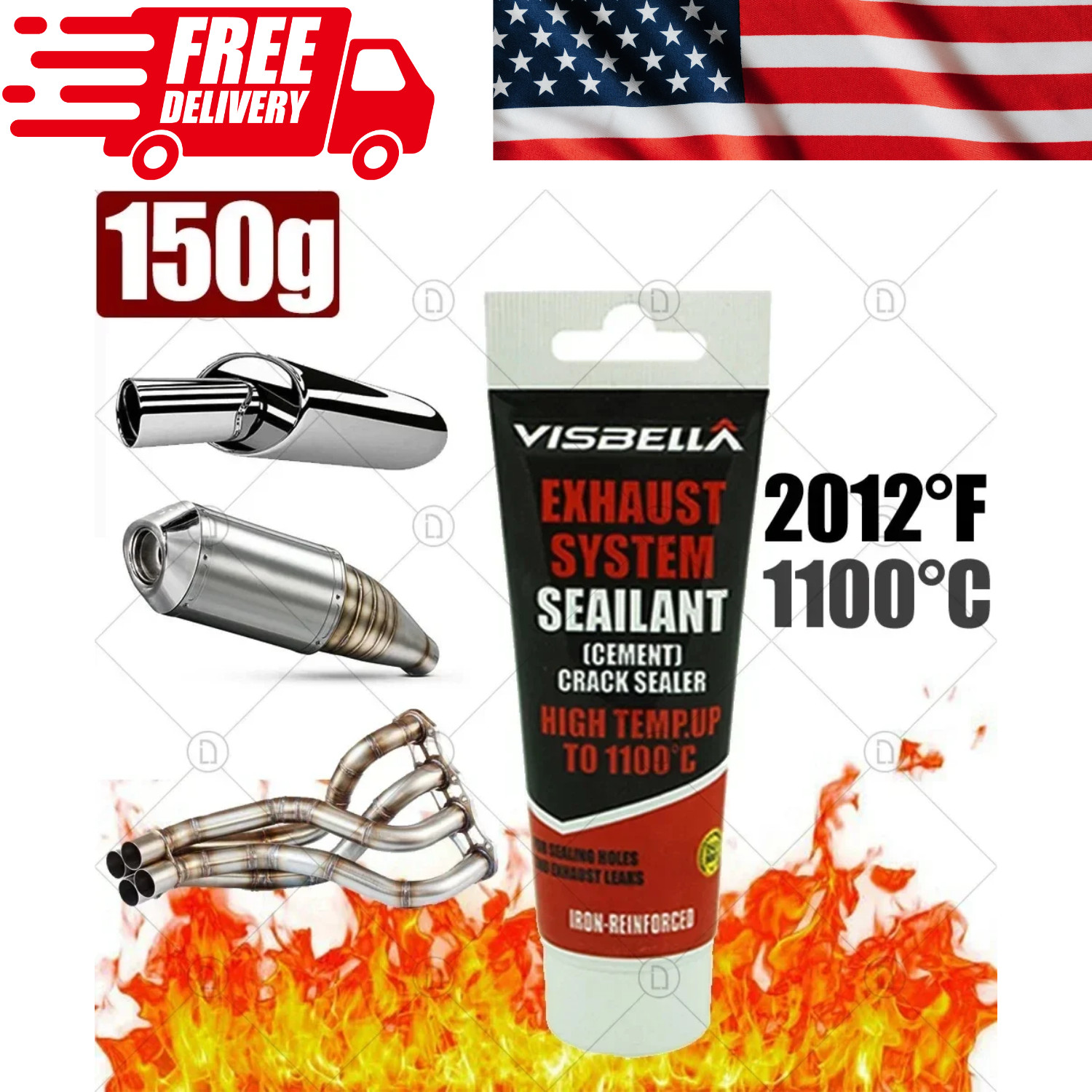 150g High Temp Exhaust Sealant Muffler Repair Paste Heat Resistant Metal Glue 150g High Temp Exhaust Sealant Muffler Repair Paste Heat Resistant Metal Glue