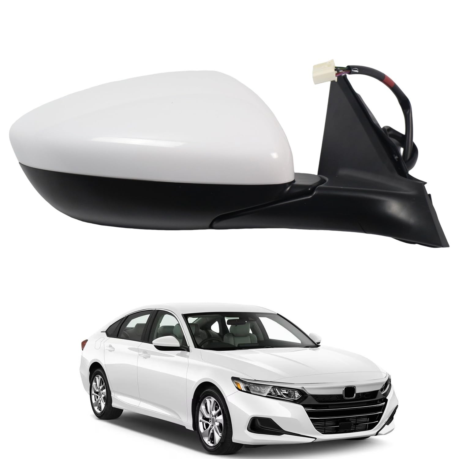 Liizoo Left Side Mirror for Honda Accord 2018-2022 Power Heated BSM White 7-Wire