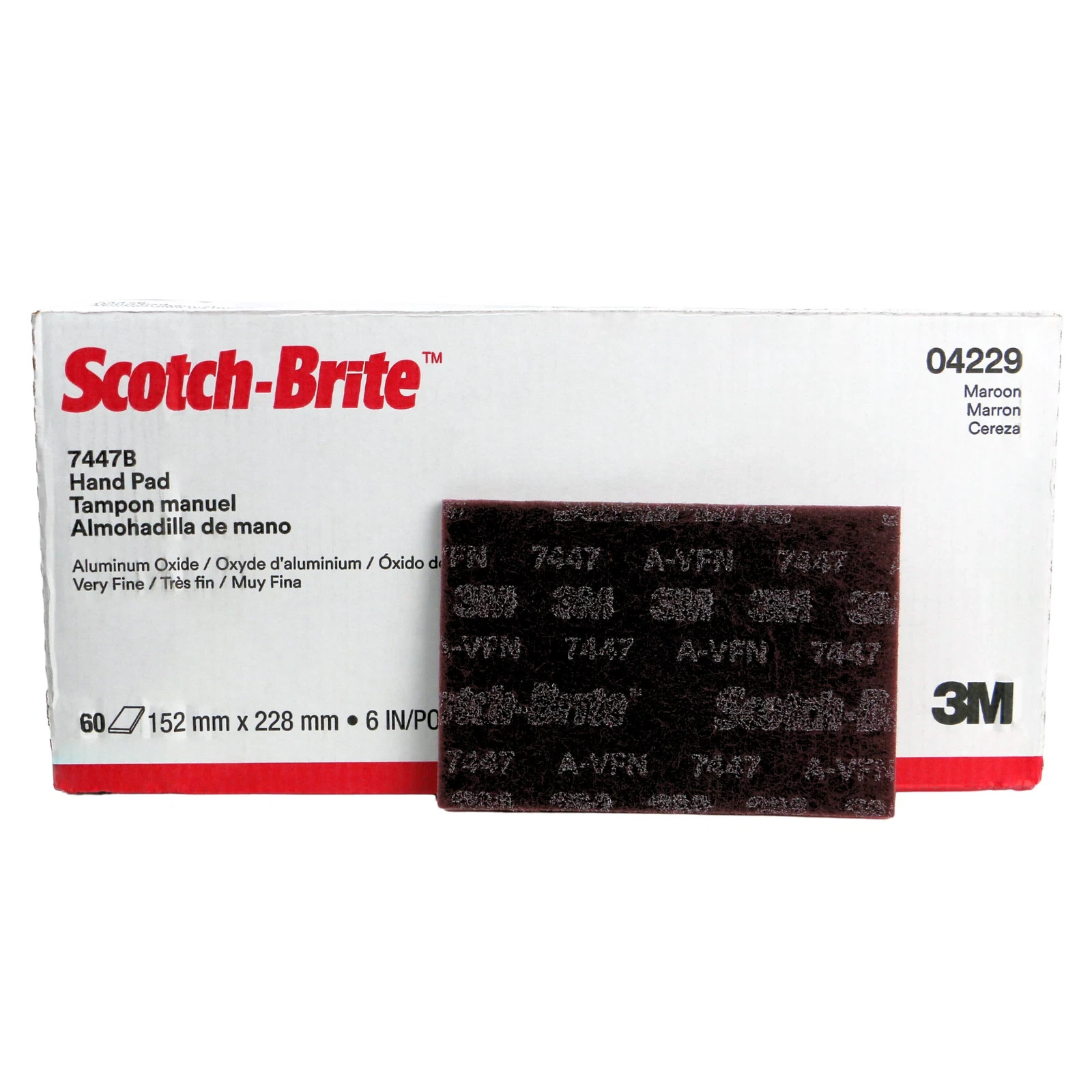 Scotch-Brite 7447B General Purpose Hand Pad 6 in. x 9 in. (Maroon) Bulk 60/Box
