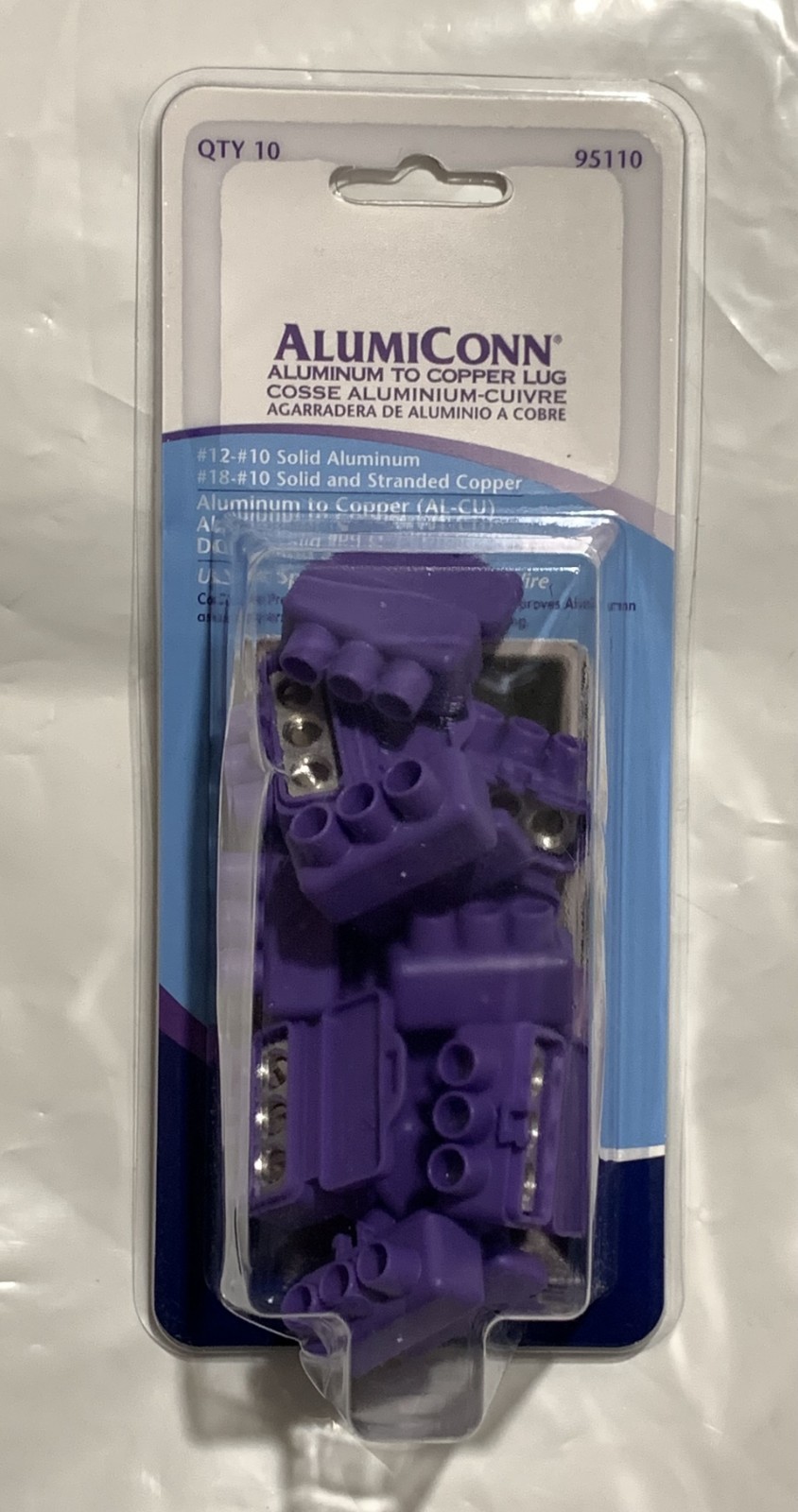 King Innovation 95110 3-Port Aluminum to Copper (10-Pack) Wire Connector, Purple