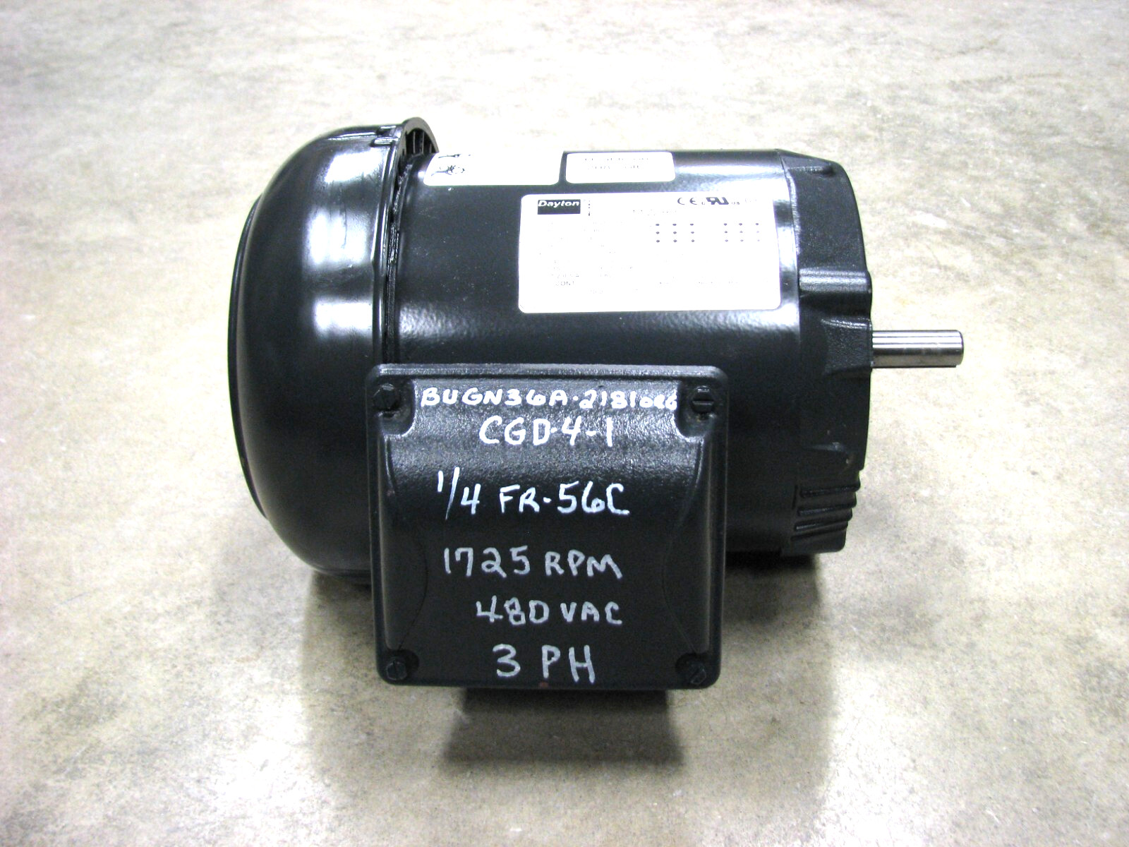 Dayton Electric Motor 11W365C 1/4hp 1765rpm 3phase 230/460vAC
