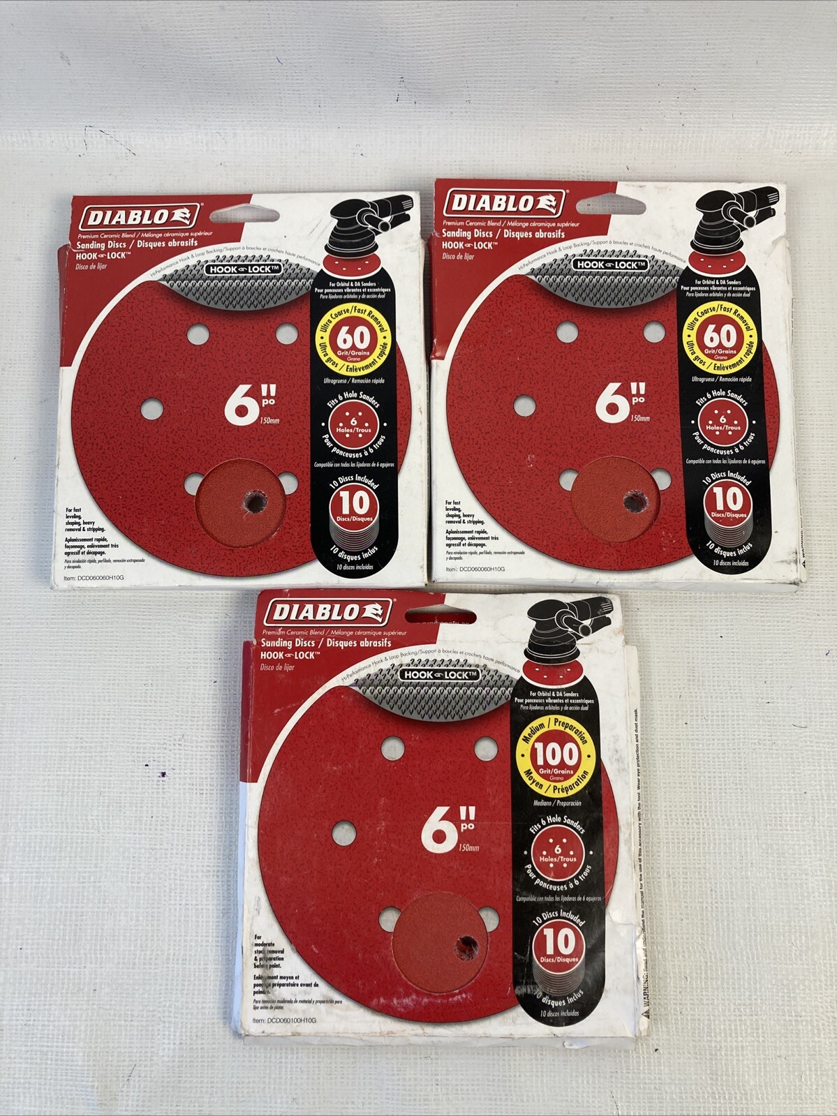 Diablo 6” Sanding Discs 3 Packs 1 New 2 Open 2~60 Grit 1~100 Grit (READ) Diablo 6” Sanding Discs 3 Packs 1 New 2 Open 2~60 Grit 1~100 Grit (READ)