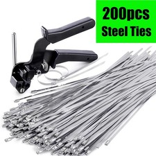 Stainless Steel Cable Tie Gun Set – Heavy Duty Metal Zip Tie Tool Kit 200PC Ties picture