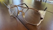 VINTAGE 1980s/90s Metal  Z87 SAFETY GLASSES w/SIDE SHIELDS & GOLD FRAMES picture