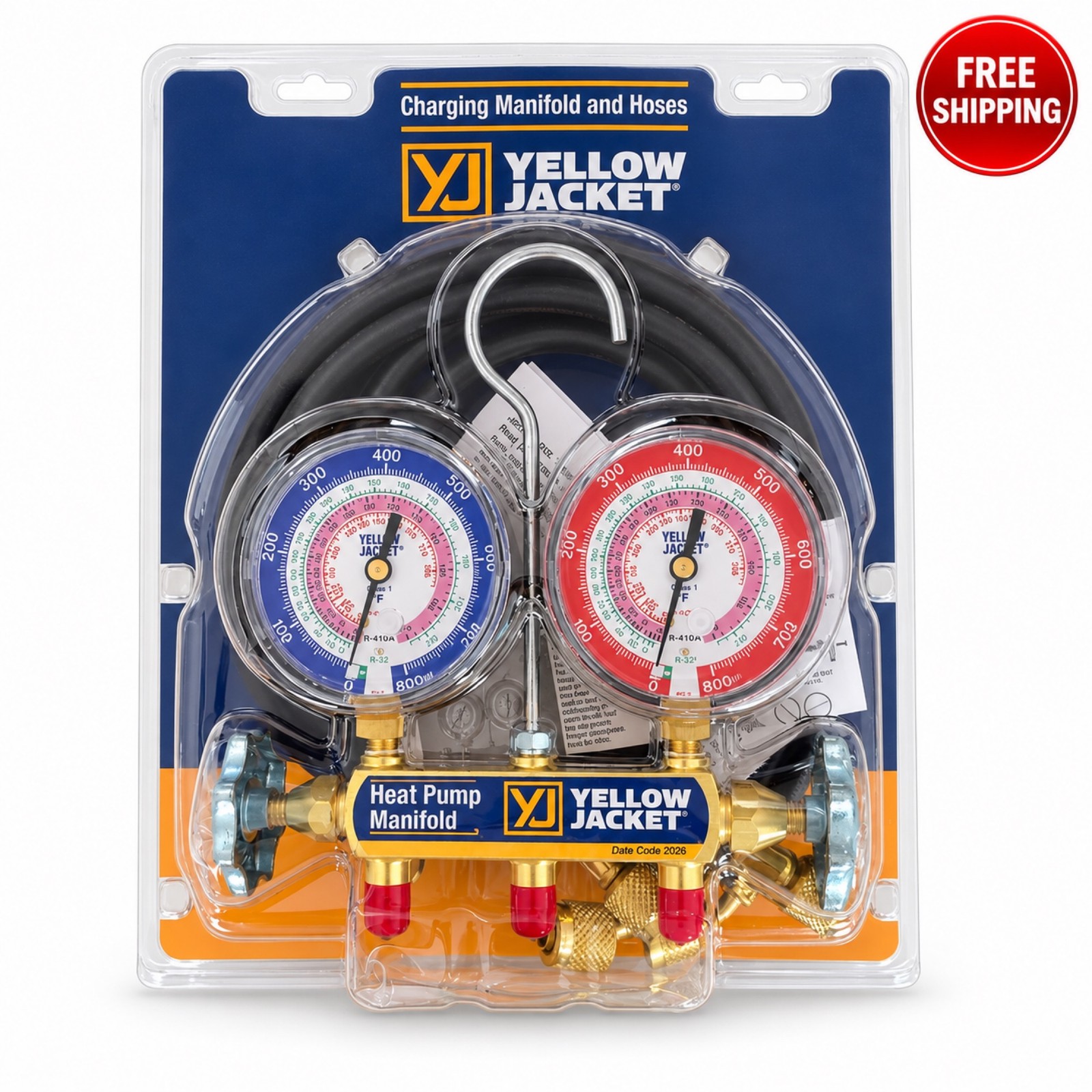 Yellow Jacket 42044 Heat Pump Manifold with 60 inch Plus II Hoses