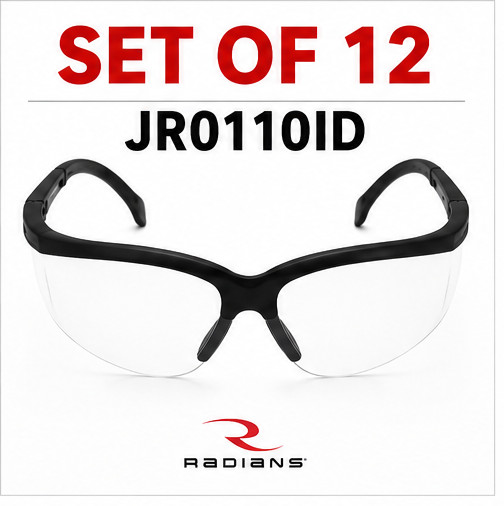 Radians Journey JR0110ID Clear Safety Glasses ANSI Z87.1 Set of 12 New