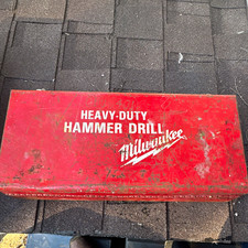 Vintage Milwaukee Heavy-Duty Hammer Drill Corded w/ Accessories / Red Metal Case picture