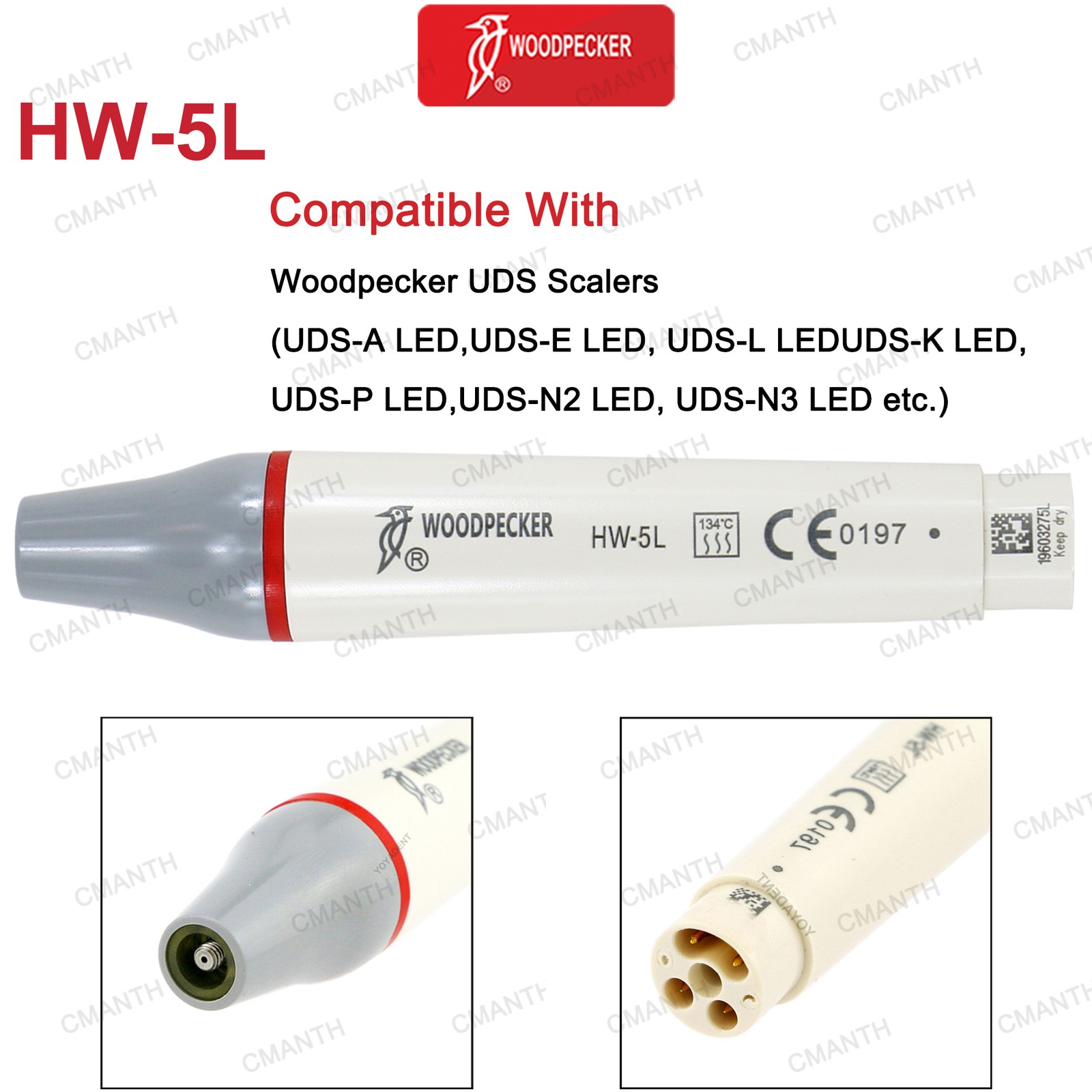 Woodpecker DTE Dental Ultrasonic Scaler LED Handpiece HW-5L HD-7L Tips G1 GD1