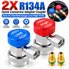 2PCS R134A Quick Connector Adapter Coupler Auto AC Manifold Gauge Low/ High HVAC picture