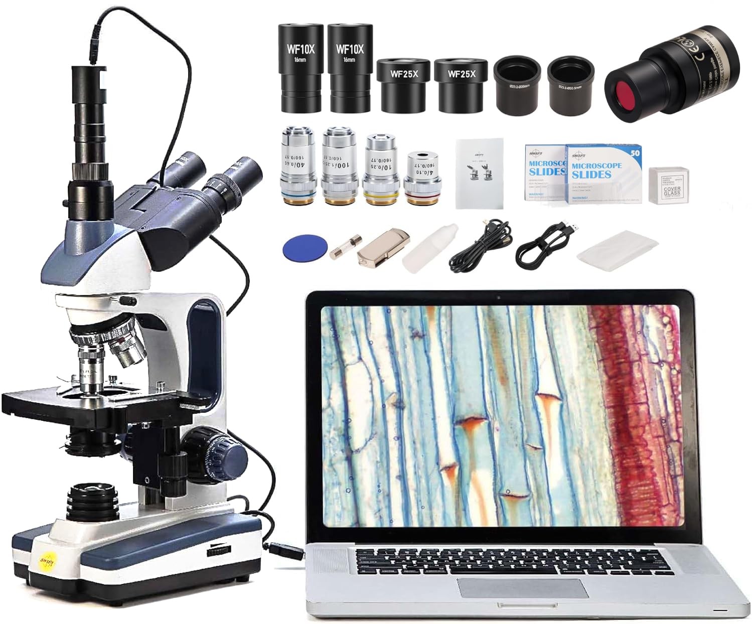 SWIFT Trinocular Compound Microscope SW350T,40X-2500X Magnification,Siedentopf H