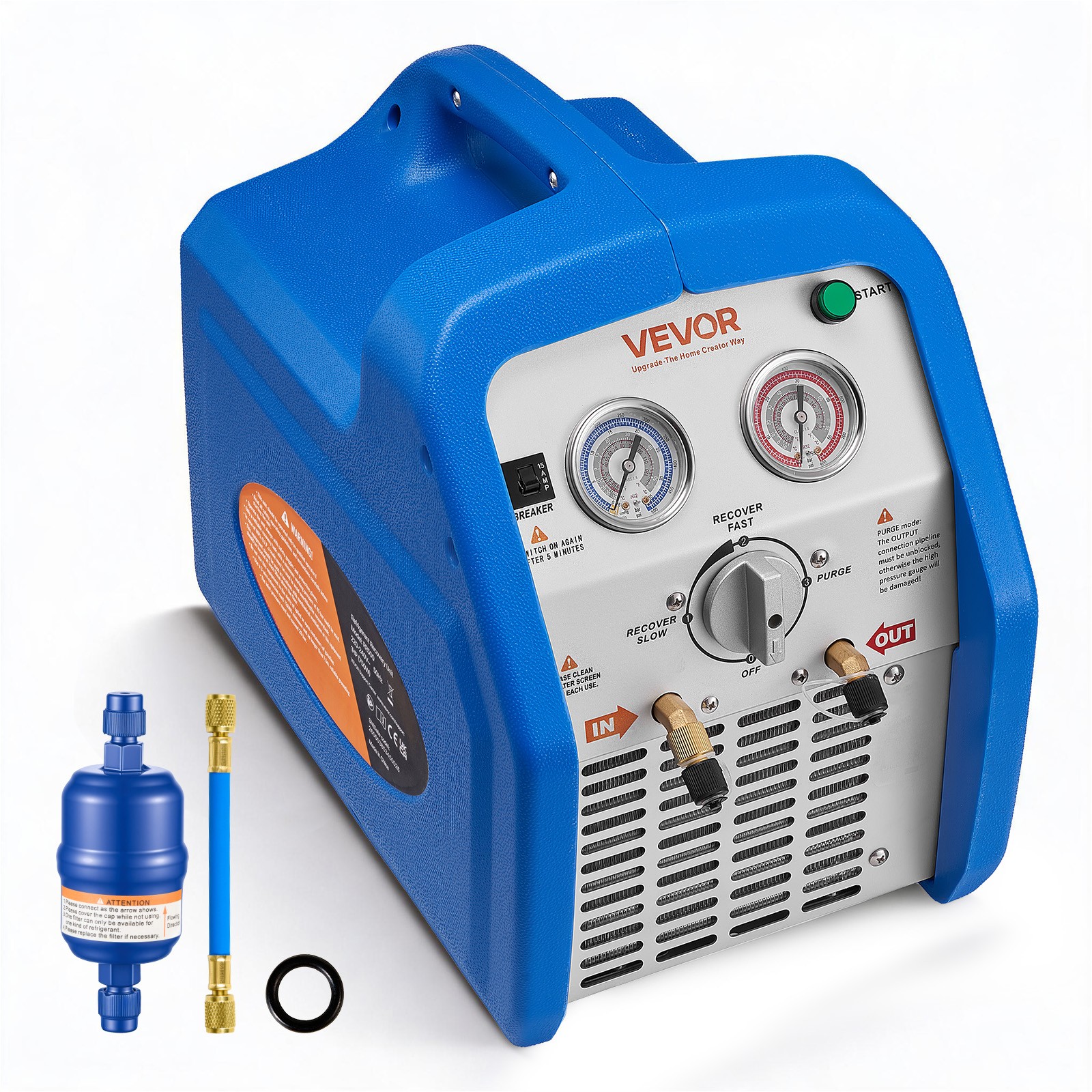 VEVOR Portable Refrigerant Recovery Machine 1 HP Dual Cylinder AC Vapor Liquid VEVOR Portable Refrigerant Recovery Machine 1 HP Dual Cylinder AC Vapor Liquid