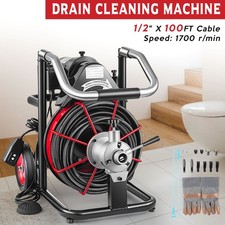 Commercial 100ft 1/2'' Sewer Snake Drain Auger Cleaner Cleaning Machine Plumbing picture