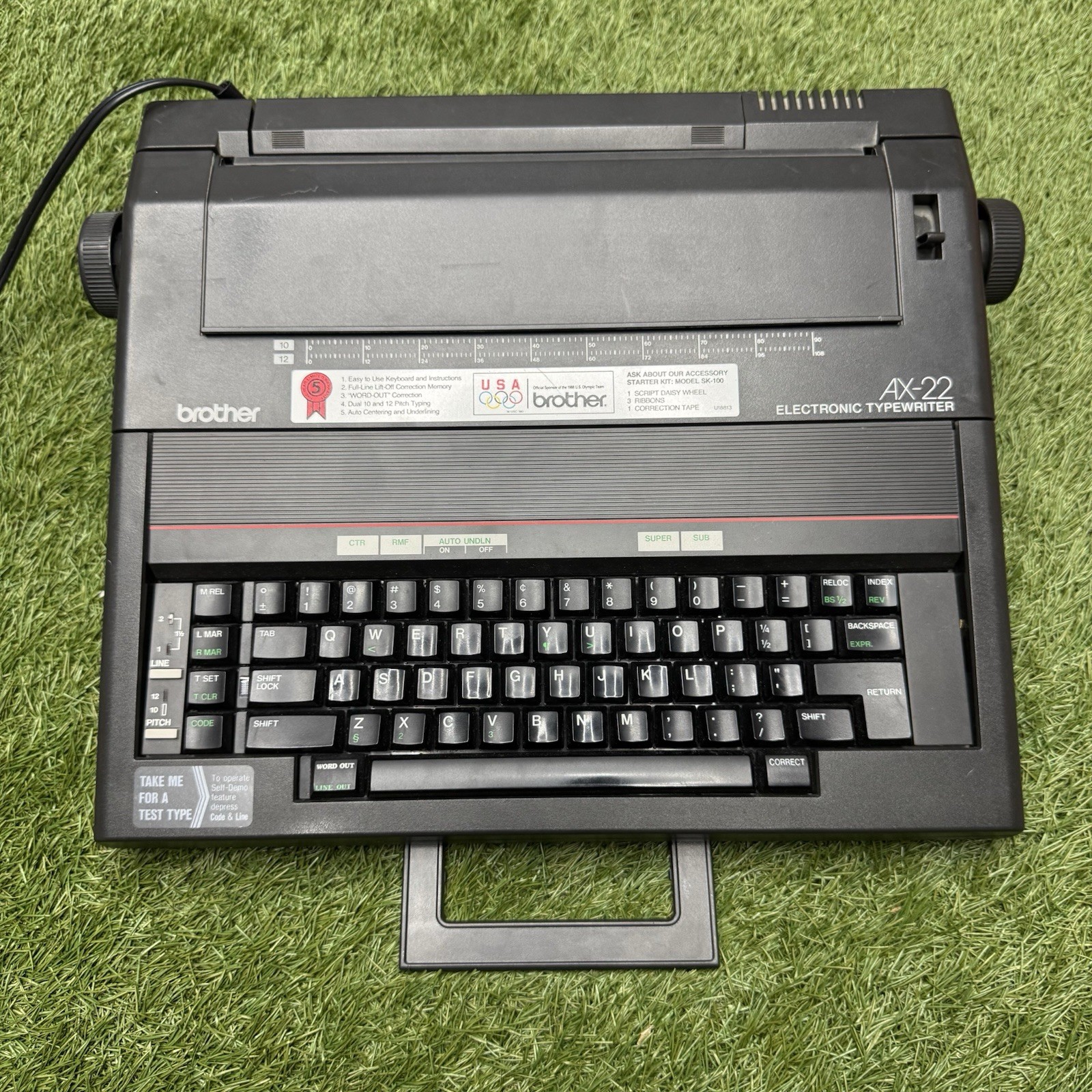 Brother AX-22 Black Electronic Typewriter Portable Works