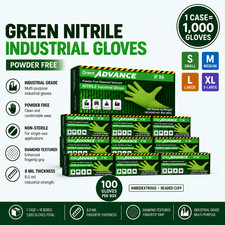 Heavy Duty Green Nitrile Diamond Textured Gloves 8 Mil Thick 1000 PCS S M L XL picture