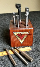 Vintage set of  Everede   boring bars in nice wood block stand + extras picture