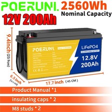 NEW 12V 200Ah Lithium LiFePO4 Battery 2560Wh BMS Deep Cycle For Marine RV Solar picture