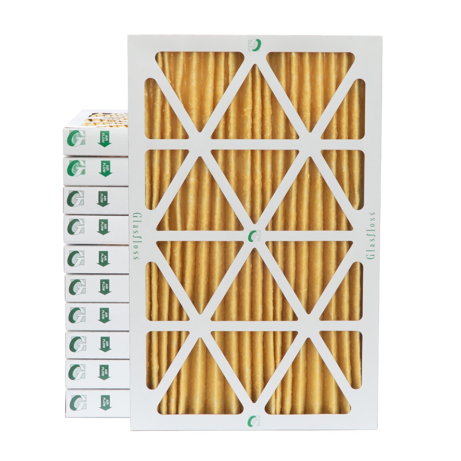 16x25x2 MERV 11 Pleated Air Filters by Glasfloss.   12 Pack. Made in USA