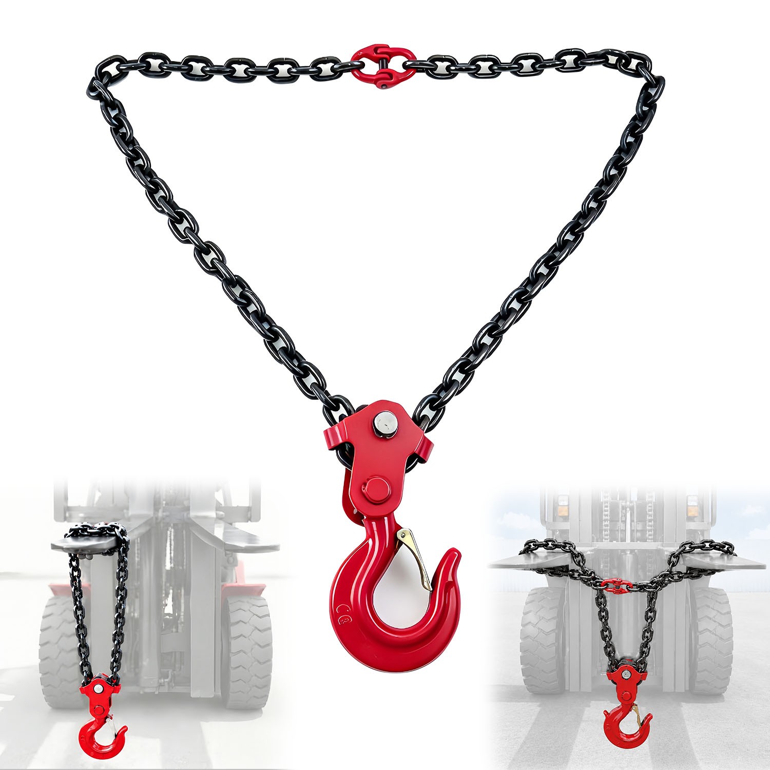 Forklift Lifting Hook 11000LBS, 360° Swivel, G80 Steel Forklift Attachment