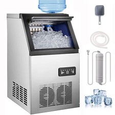 132lbs Built-in Commercial Ice Maker Stainless Steel Freestanding Cube Machine picture