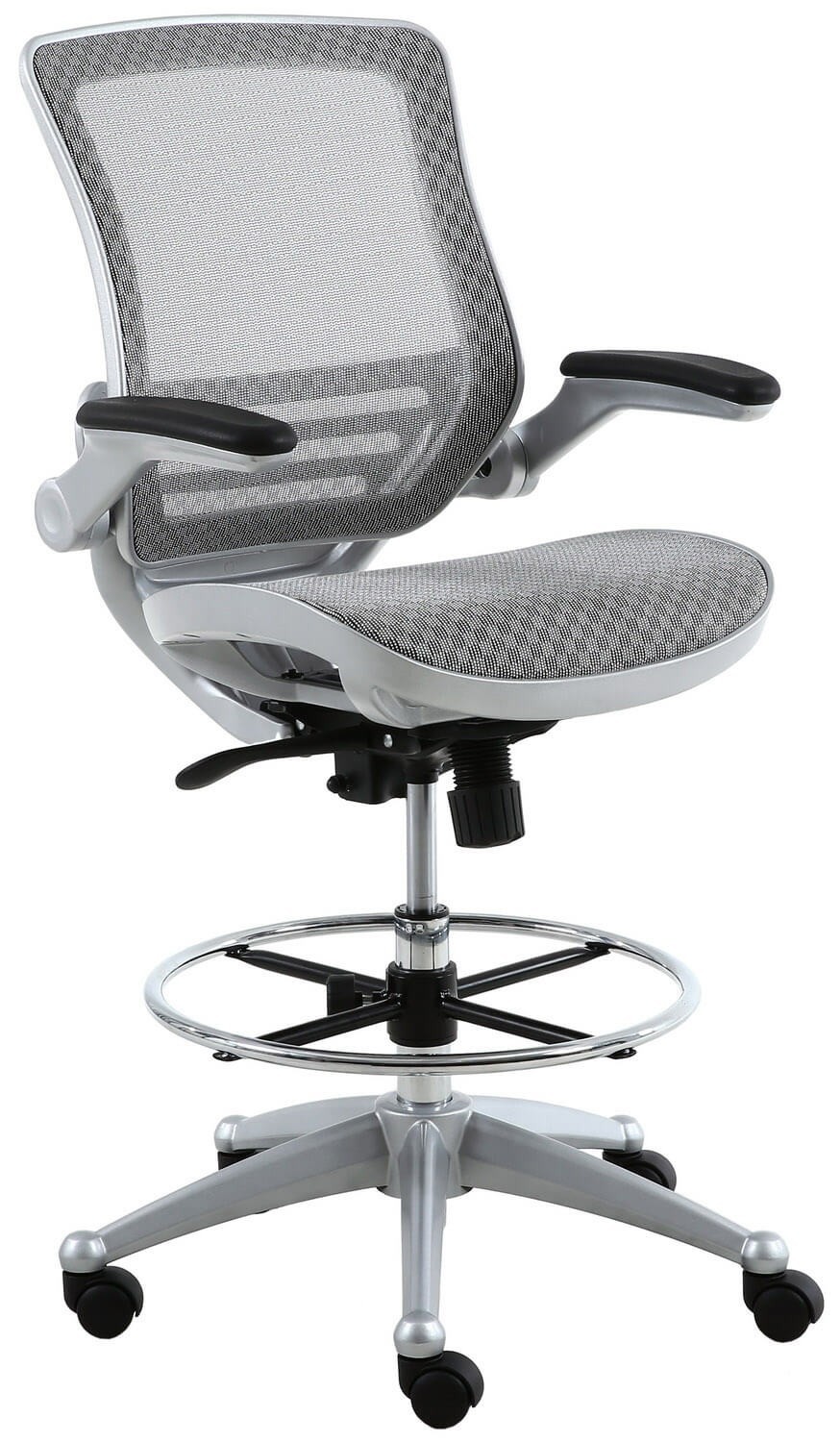 Harwick Evolve All Mesh Heavy Duty Drafting Chair - Platinum Finish [2250D-GY]