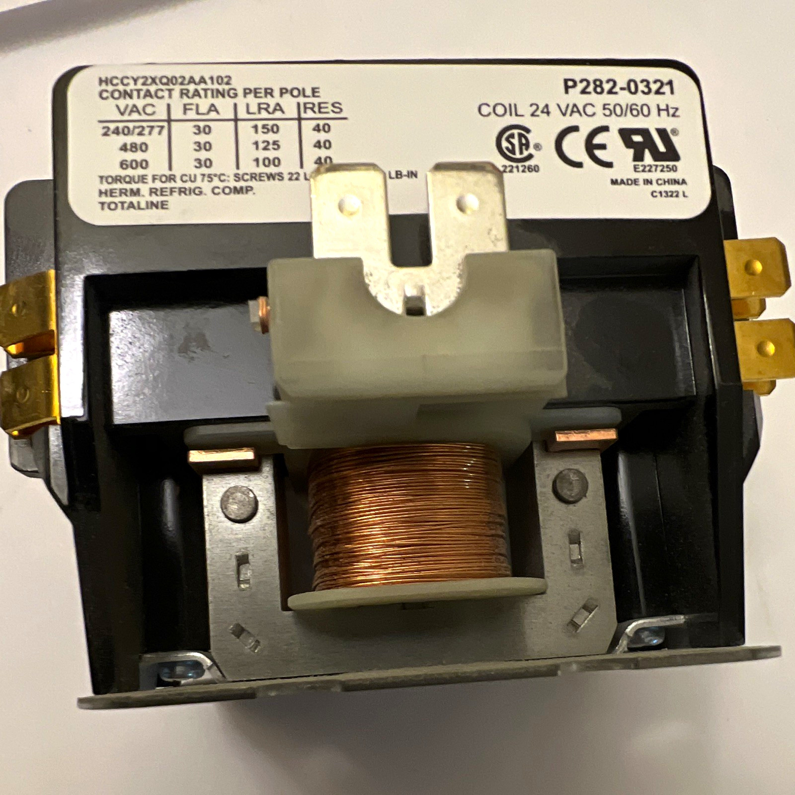 TOTALINE P282-0321 2-Pole Contactor Coil 24 VAC 50/60 Hz HCCY2XQ02AA102