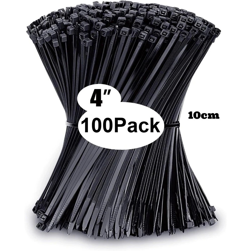 Zip Cable Ties Assorted Sizes(4”+6”+8”+12”) Heavy Duty Nylon Black UV Resistant