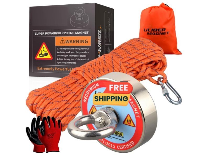 Kit pesca con imán 400 lb N52 con cuerda 20 m y guantes antideslizantes