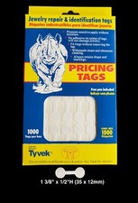 1000 Rhino Tyvek White Adhesive Dumbbell Jewelry Labeling Price Tags - 3 Styles picture