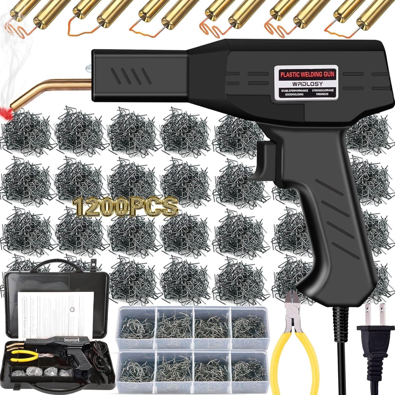 Plastic Welder Kit 1200 Staples Hot Stapler Repair Tool DIY Auto Bumper