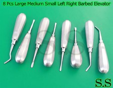 8 PCS LARGE MEDIUM SMALL LEFT RIGHT BARBED SERRATED EDGE DENTAL ROOT ELEVATORS picture