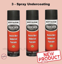 3 PACK Spray Black Rubberized Undercoating Aerosol Cans Stops Rust Formula NEW picture