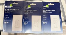 Leviton Decora SureSlide White Dual Fan/LED Dimmer Slide Switch 66DF-W (3-PACK) picture