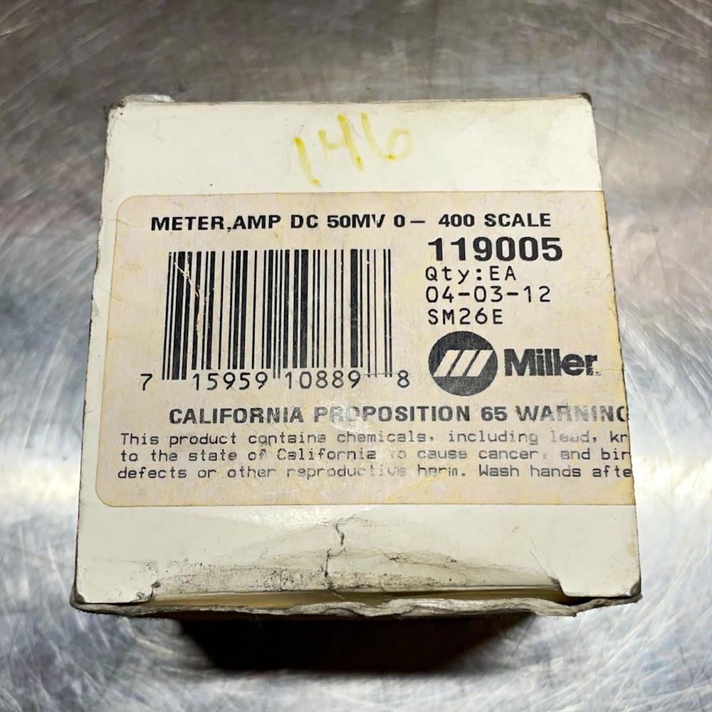 Miller 119005 DC Ampere Panel Meter/Ammeter 0-400A Scale 0-50mVDC