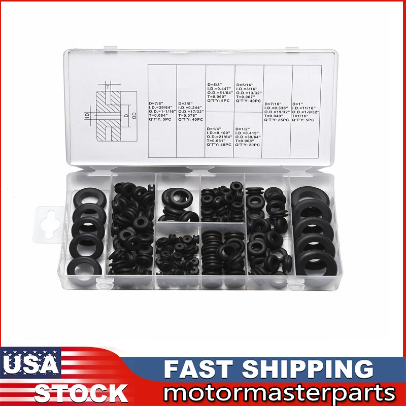 180 pcs Rubber Grommet Assortment Kit Set Electrical Wire Cable Gasket Ring US 180 pcs Rubber Grommet Assortment Kit Set Electrical Wire Cable Gasket Ring US