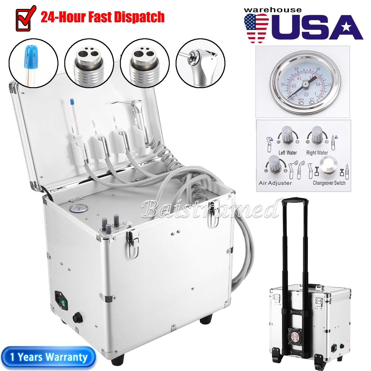 Portatile Dental unidad móvil de entrega de succión compresor de aire 4Hole Pull Portatile Dental unidad móvil de entrega de succión compresor de aire 4Hole Pull