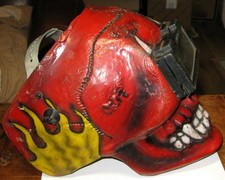 Vintage Hoodlum Burning Skull Devil Welding, Welder Helmet Mask Hand Painted picture