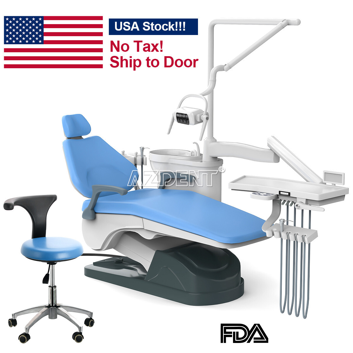 AZDENT Unidad de Silla Dental Sillon Motor DC Chair Cuero Duro PU TJ2688-A1