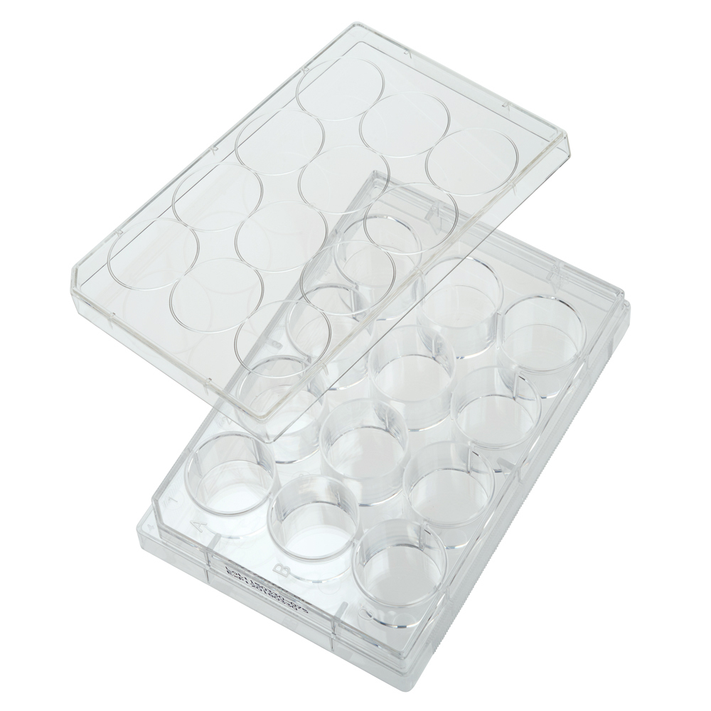 CELLTREAT 12 Well TCT Plate with Lid, Individual, 100/Case, Sterile, #229112