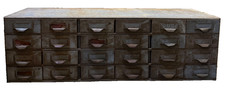 Vintage Lyon Industrial Metal 18 Drawer parts Cabinet Original paint  U.S.A.F. picture