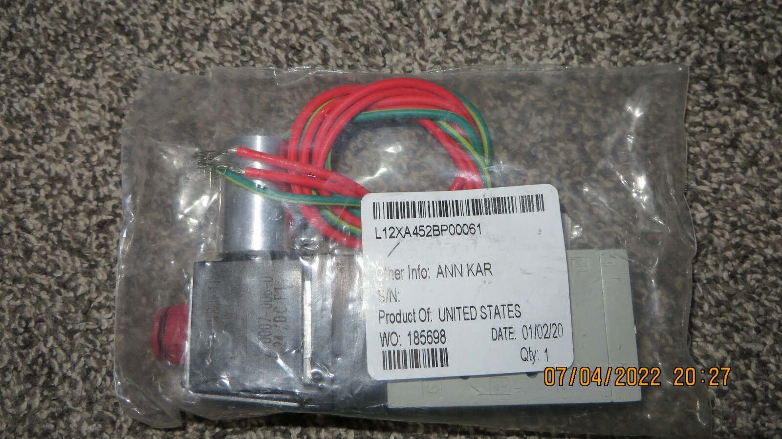 New L12XA452BP00061 ASCO / Numatics Valve  Lower 48 only