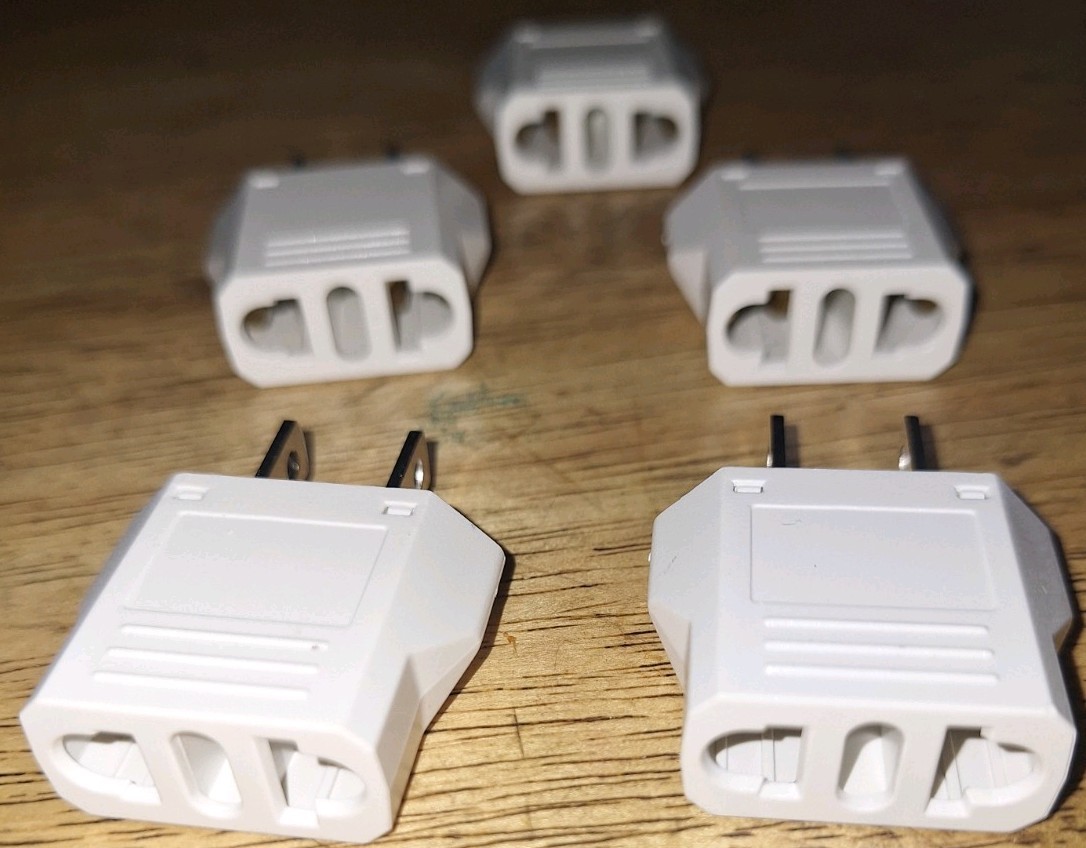 European to Us Plug Adapter Converter European to American Outlet Plug. 5 pack.