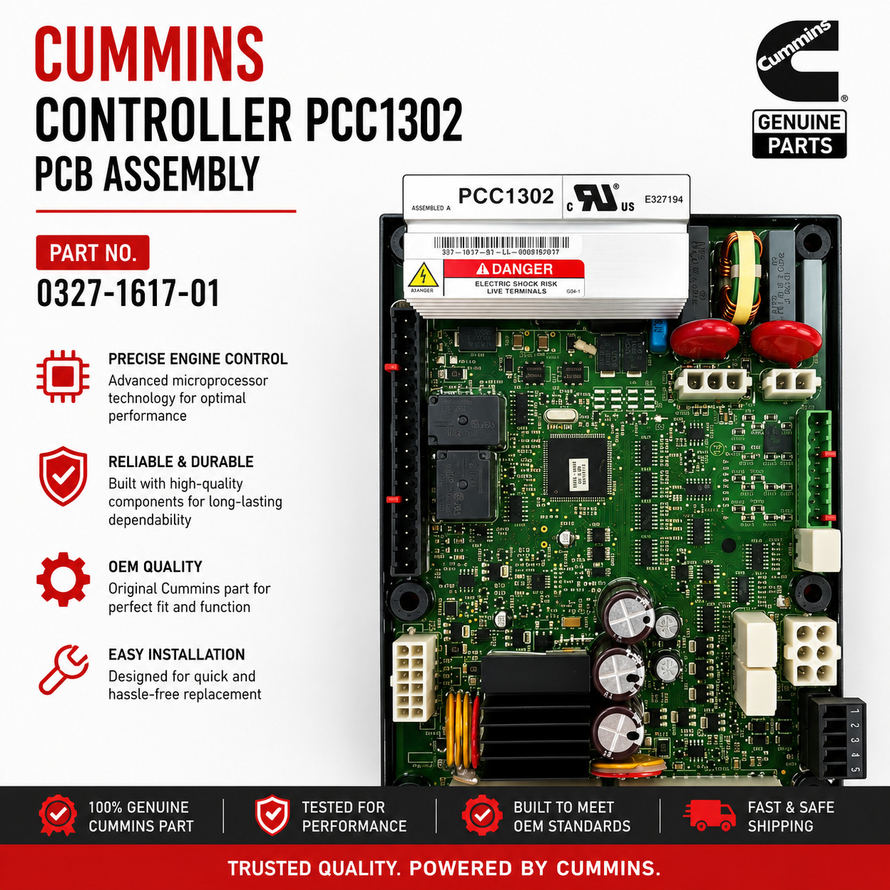 CUMMINS CONTROLLER  PCC 1302  PART NO. 0327-1617-01   PCB ASSEMBLY