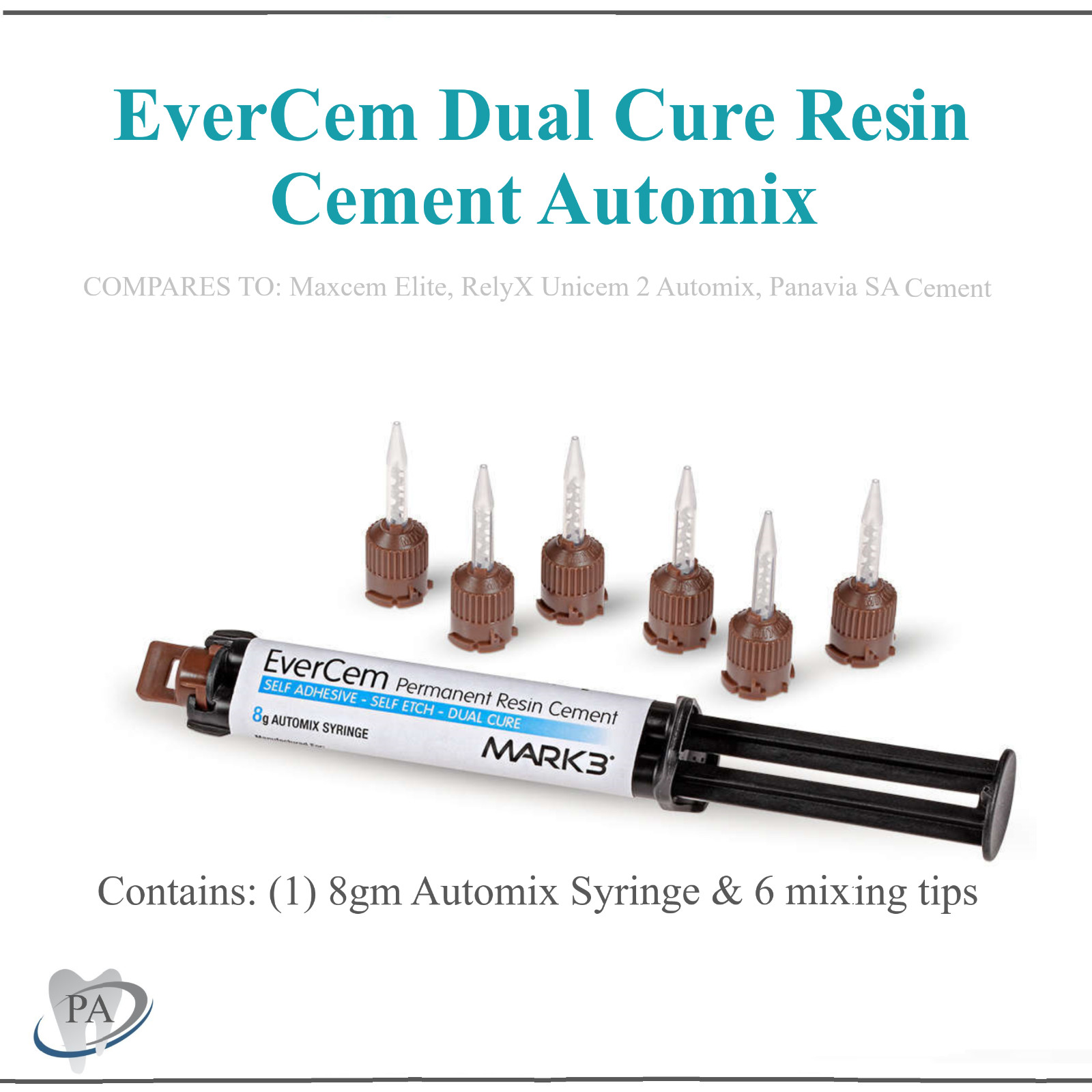 Dental Permanent Resin Cement, Universal Dual Cure Resin Cement - EverCem, Mark3