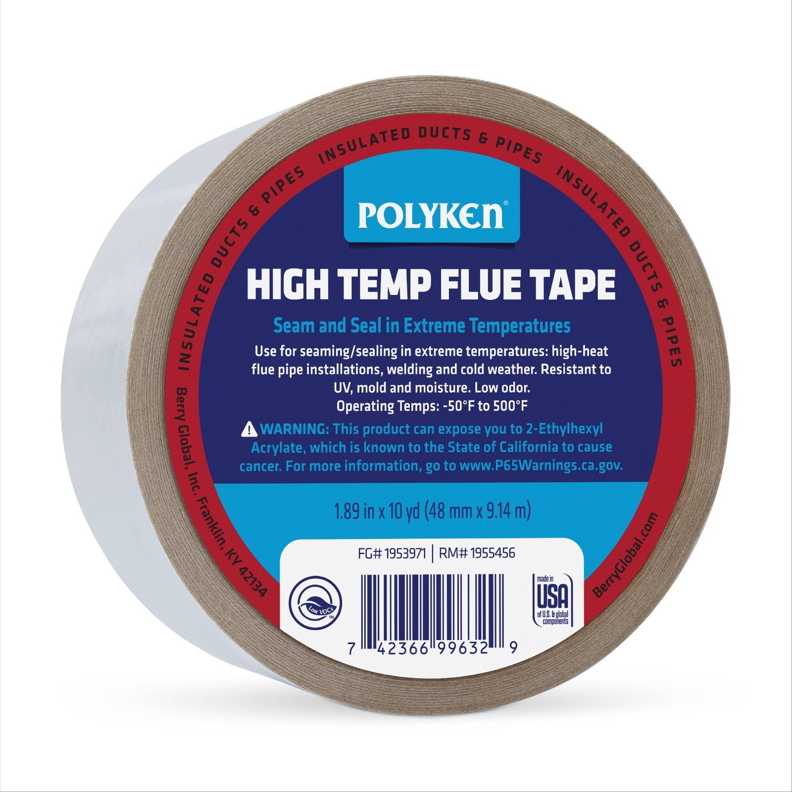 POLYKEN High Temp Flue Tape Roll (1.89 in. x 10yd) #1953971